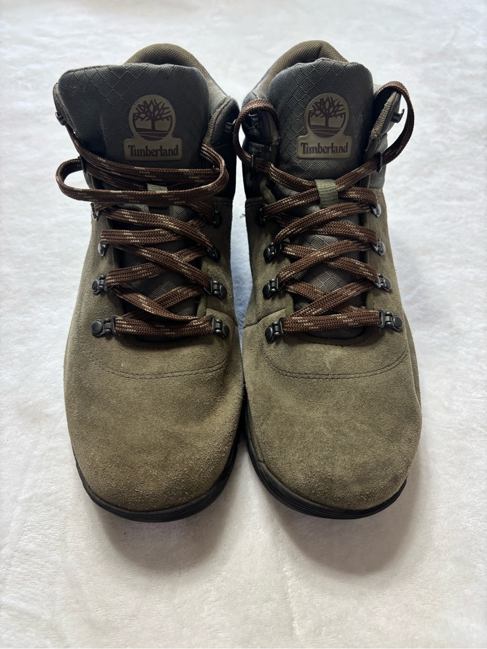 Timberland Men's Olive Suede Trail Boots with Brown Laces
